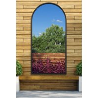 MirrorOutlet Black Metal Framed Arched Wall Garden Mirror 55" X 27.5" (140 X 70CM) | Size: 1 Pack