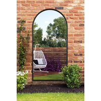 MirrorOutlet Black Metal Framed Arched Garden Wall Mirror 63" X 31" (160CM X 80CM) | Size: 1 Pack