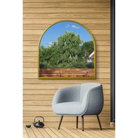 MirrorOutlet Gold Metal Framed Arched Wall Garden Mirror 39" X 39" (100CM X 100CM) | Size: 1 Pack