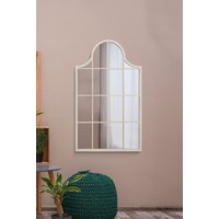 MirrorOutlet White Metal Framed Arched Wall Mirror 41" X 24" (104CM X 62CM) | Size: 1 Pack