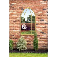 MirrorOutlet Gold Metal Framed Arched Garden Wall Mirror 32" X 19" (83CM X 48CM) | Size: 1 Pack