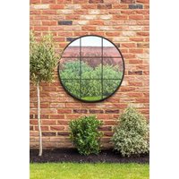 MirrorOutlet Black Metal Frame Round Garden Wall Mirror 39" x 39" (100x100CM) | Size: 1 Pack