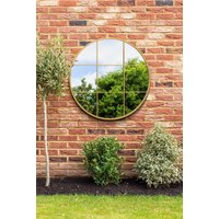 MirrorOutlet Gold Metal Frame Round Garden Wall Mirror 39" x 39" (100x100CM) | Size: 1 Pack