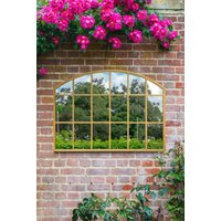 MirrorOutlet Gold Framed Arched Wall Garden Mirror 35" X 26" (90CM X 65CM) | Size: 1 Pack