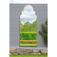 MirrorOutlet Gold Framed Arched Leaner/Wall Garden Mirror 79" x 33" (200x85CM) | Size: 1 Pack