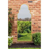 MirrorOutlet Gold Framed Arched Leaner/Wall Garden Mirror 71" x 28" (180x70CM) | Size: 1 Pack
