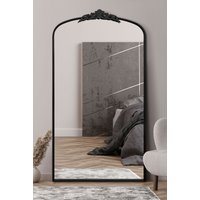 MirrorOutlet Black Metal Framed Arched Wall Mirror 68" X 38" (174CM X 96CM) | Size: 1 Pack