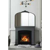 MirrorOutlet Black Metal Framed Arched Wall Mirror 40" X 31" (102CM X 80CM) | Size: 1 Pack