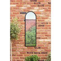 MirrorOutlet Black Metal Framed Arched Garden Wall Mirror 47" X 16" (120CM X 40CM) | Size: 1 Pack