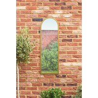 MirrorOutlet Gold Metal Framed Arched Garden Wall Mirror 47" X 16" (120CM X 40CM) | Size: 1 Pack