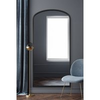 MirrorOutlet Black Metal Framed Arched Wall Leaner Mirror 67"x33" (170x85CM) | Size: 1 Pack