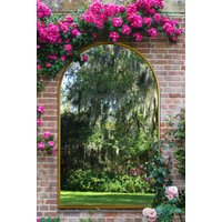 MirrorOutlet Gold Framed Arched Leaner/Wall Garden Mirror 75" x 47" (190x120CM) | Size: 1 Pack