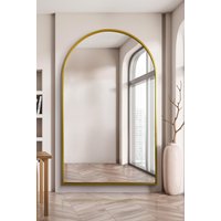 MirrorOutlet Gold Framed Arched Leaner/Wall Mirror 75" X 47" (190CM X 120CM) | Size: 1 Pack
