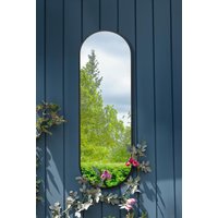 MirrorOutlet Black Metal Framed Double Arched Garden Wall Mirror (180 X 60CM) | Size: 1 Pack