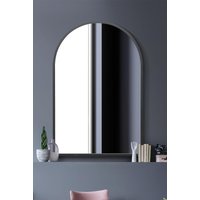 MirrorOutlet Black Metal Framed Arched Wall Mirror 47" X 31" (120CM X 80CM) | Size: 1 Pack