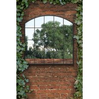 MirrorOutlet Black Framed Arched Window Garden Mirror 39"x39" 100x100CM | Size: 1 Pack