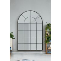 MirrorOutlet Black Framed Arched Window Leaner/Wall Mirror 75" X 47" (190x120CM) | Size: 1 Pack