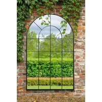 MirrorOutlet Black Framed Arched Window Garden Mirror 75" X 47" 190 x 120CM | Size: 1 Pack