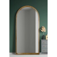 MirrorOutlet Solid Oak Framed Arched Leaner Wall Mirror 79" X 39" (200CM X 100CM) in Beige | Size: 1 Pack