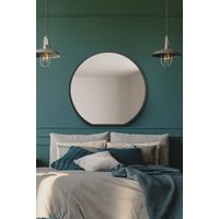 MirrorOutlet Black Framed Flat Bottom Circular Wall Mirror (84CM X 80CM) | Size: 1 Pack