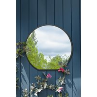 MirrorOutlet Black Framed Flat Bottom Circular Garden Wall Mirror (84CM X 80CM) | Size: 1 Pack