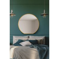 MirrorOutlet Gold Framed Flat Bottom Circular Wall Mirror (84CM X 80CM) | Size: 1 Pack