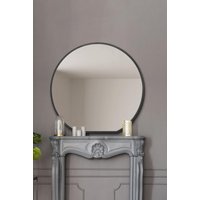 MirrorOutlet Black Framed Flat Bottom Circular Wall Mirror (126CM X 120CM) | Size: 1 Pack