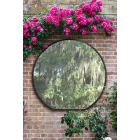 MirrorOutlet Black Framed Flat Bottom Circular Garden Wall Mirror (126CM X 120CM) | Size: 1 Pack