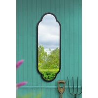MirrorOutlet Black Metal Framed Double Arched Oval Garden Wall Mirror 102 X 35.5CM | Size: 1 Pack