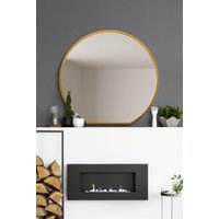 MirrorOutlet Gold Framed Flat Bottom Circular Wall Mirror (105CM X 100CM) | Size: 1 Pack