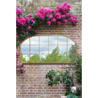 MirrorOutlet Gold Metal Framed Arched Garden Wall or Fence Mirror(174CM X 85CM) | Size: 1 Pack