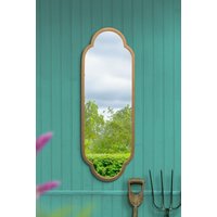 MirrorOutlet Gold Metal Framed Double Arched Oval Garden Wall Mirror 102 X 35.5CM | Size: 1 Pack