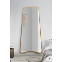 MirrorOutlet Gold Metal Trapezoid Shape Framed Wall Mirror (180CM X 85CM) | Size: 1 Pack