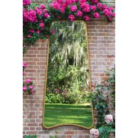MirrorOutlet Gold Metal Trapezoid Shape Framed Garden Wall Mirror (180CM X 85CM) | Size: 1 Pack