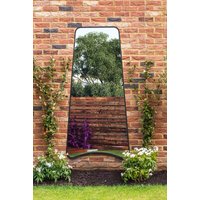 MirrorOutlet Black Metal Trapezoid Shape Framed Garden Wall Mirror (200CM X 95CM) | Size: 1 Pack