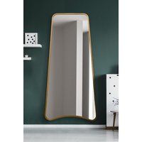 MirrorOutlet Gold Metal Isoscelles Trapezoid Shape Framed Wall Mirror 200CM X 95CM | Size: 1 Pack