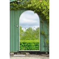 MirrorOutlet White Framed Arched Garden Wall Mirror 71" X 35" (180CM X 90CM) | Size: 1 Pack