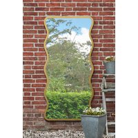 MirrorOutlet Gold Metal Rectangular Wavy Framed Garden Wall Mirror (170CM X 80CM) | Size: 1 Pack
