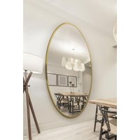 MirrorOutlet Gold Metal Framed Oval Wall Mirror 79" X 44" (200 x 112CM) | Size: 1 Pack