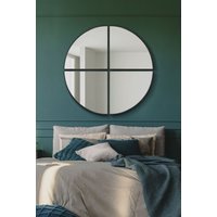 MirrorOutlet New Black XL Circular Metal Wall Mirror 54" X 54" (140 x 140CM) | Size: 1 Pack