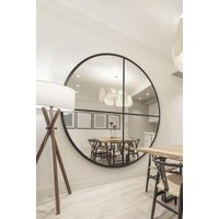 MirrorOutlet Black XL Circular Window Metal Wall & Leaner Mirror (180 x 180CM) | Size: 1 Pack