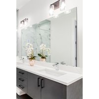 MirrorOutlet Circuitt 4mm Sheet Mirror Glass Polished Edges 4 Holes 140 x 70cm in Silver | Size: 1 Pack
