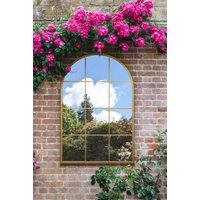 MirrorOutlet Gold Metal Framed Arched Window Wall Garden Mirror (120CM X 80CM) | Size: 1 Pack