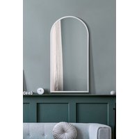 MirrorOutlet White Metal Framed Arched Wall Mirror 47" X 23.5" (120CM X 60CM) | Size: 1 Pack