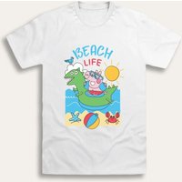 Brand Threads Boy's George Pig T-Shirt in White | Size: 5-6 Years