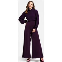 Hot Squash Women's Wideleg Jumpsuit with Blouson Sleeve in Purple | Size: 8