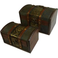 Sets 2 Colonial Boxes Metal Embossed