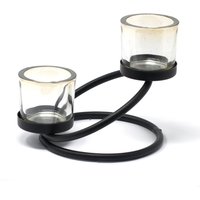 Centrepiece Iron Votive Candle Holder 2 Cup Double Step