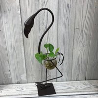 KDMD Hydroponic Home Decor - Tall Flamingo One Pot Stand in Black