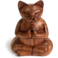 Wooden Carved Incense Burners Lrg Yoga Cat